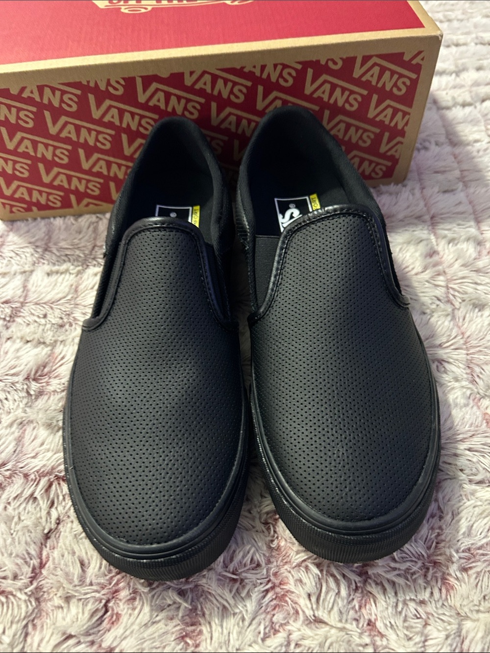 Vans Black Women Leather  Asher Deluxe Slip-on Shoe